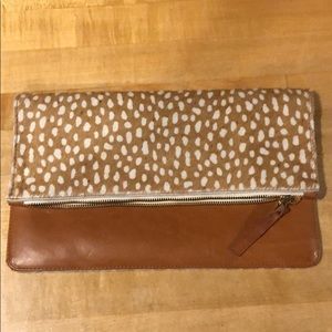 Clare V Calf Hair Fold Over Clutch Bag